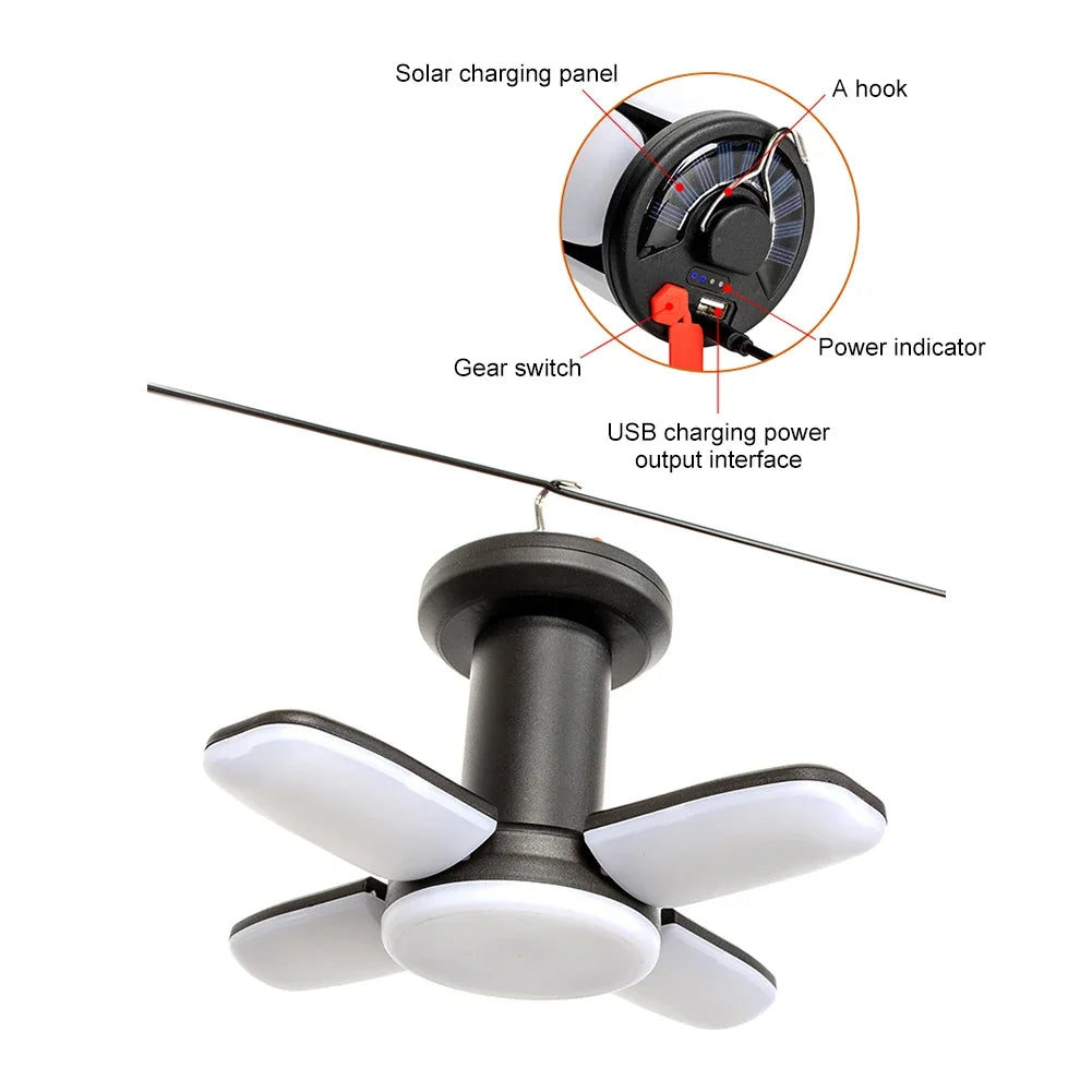 Rechargeable LED Camping Lantern With folding LED floodlight Portable Tent Light With 3 Light Modes For Camping, Hiking, Fishing