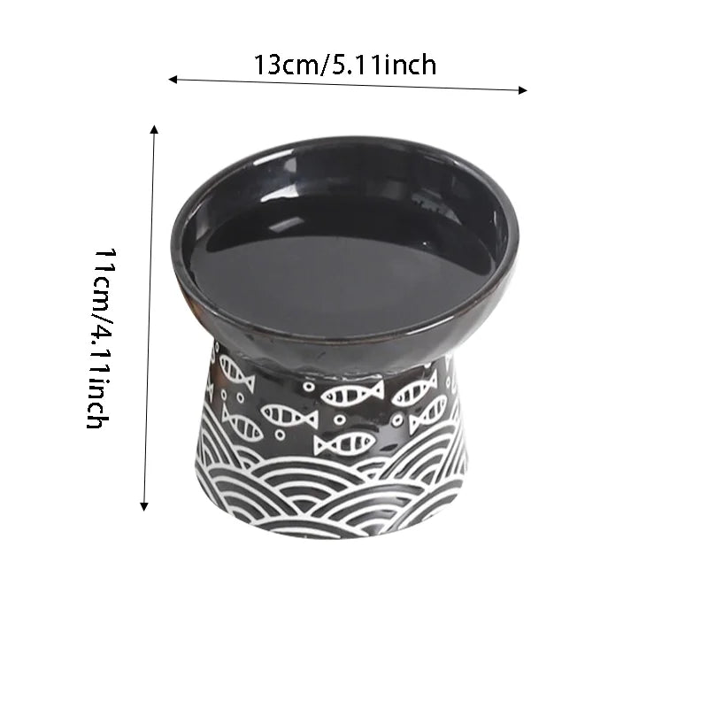 Ceramic Raised Cat Bowl  Elevated Neck Protection Ergonomic Durable Cutlery for Food Water Cute Dog Bowl ﻿