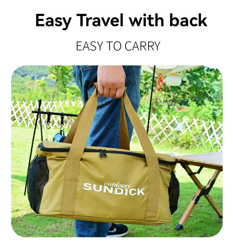 Outdoor cooking set - set of pots and gas tanks - shock-proof picnic bag - storage bag for camping utensils - ice bag - large ca