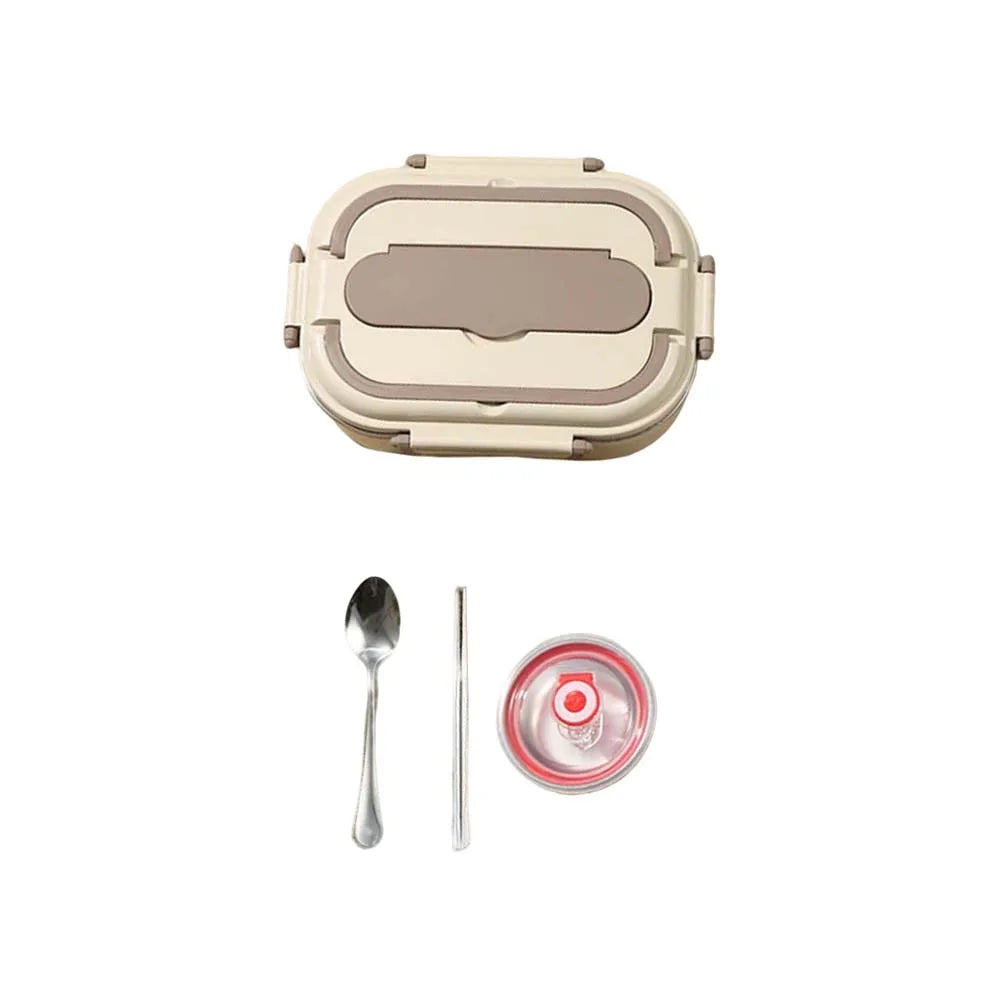 304 stainless steel bento box, four compartment dining box with soup bowl, chopsticks and spoon, suitable for office workers