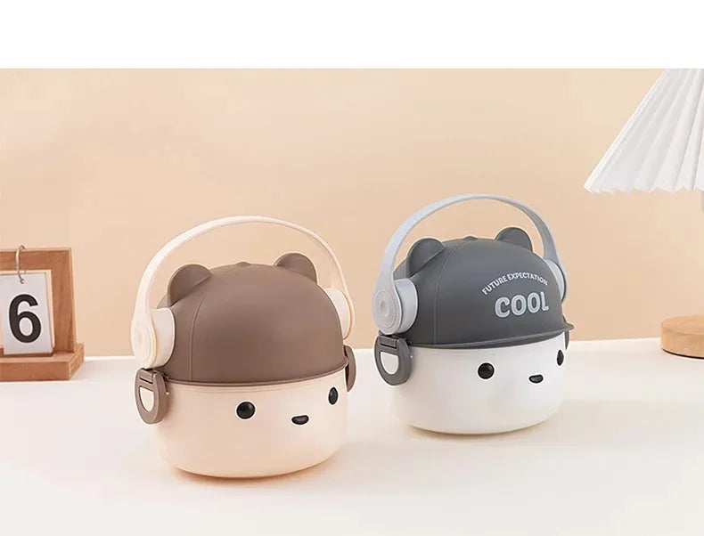 1000ml Cartoon Kids Bento Box For School Camping Students Cute Bear Lunch Box For Children Sandwich Fruit Food Storage Container