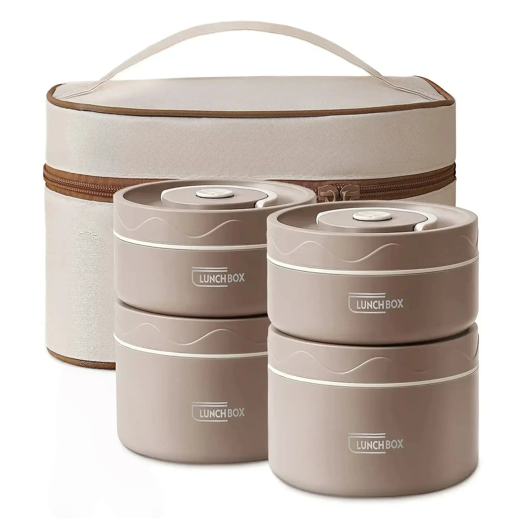 Lunch/Snack Box for Thermal, Stackable 2-Tier stainless steel Insulated Bento Box Set for Adult Kids Men Women