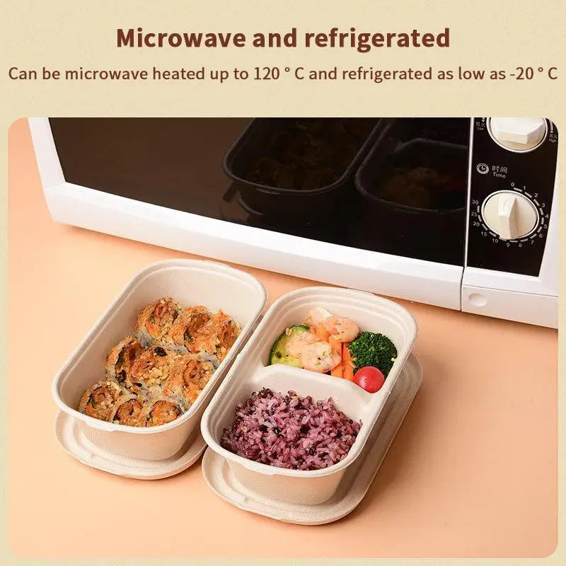 Bio-Degradable Disposable Pulp Salad Box; Quick Removal Fat Reducing Pulp Lunch Container; Light Meal Bento Box