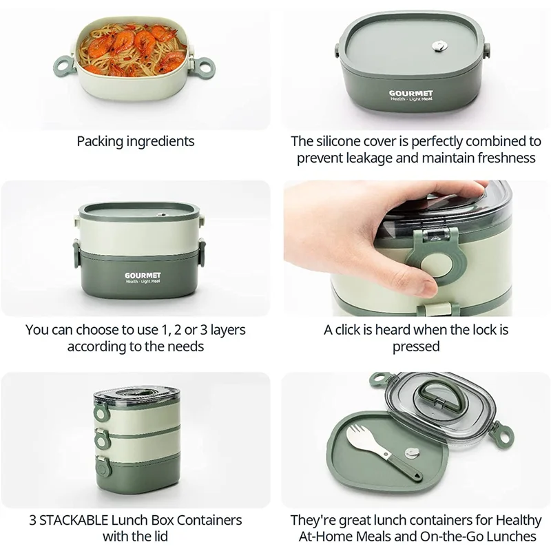 ABKJ-Bento Box Adult Lunch Box, Leak-Proof, Stacking Bento Box Lunch Box,Portable Food Container Storage Boxes