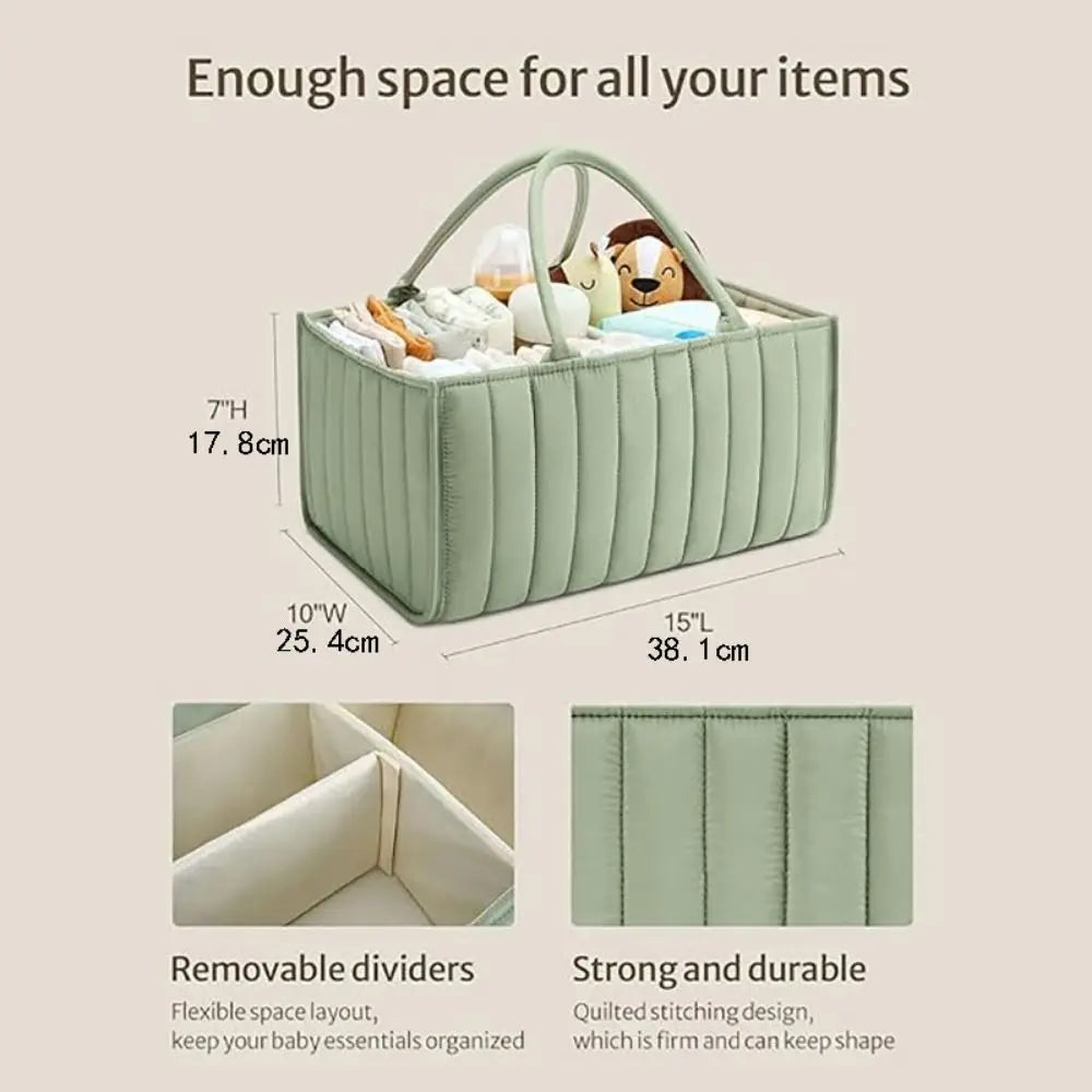 Large Capacity Baby Diaper Storage Bag Portable Handle Baby Wipes Organizer Divided Design Waterproof Diaper Storage Handbag