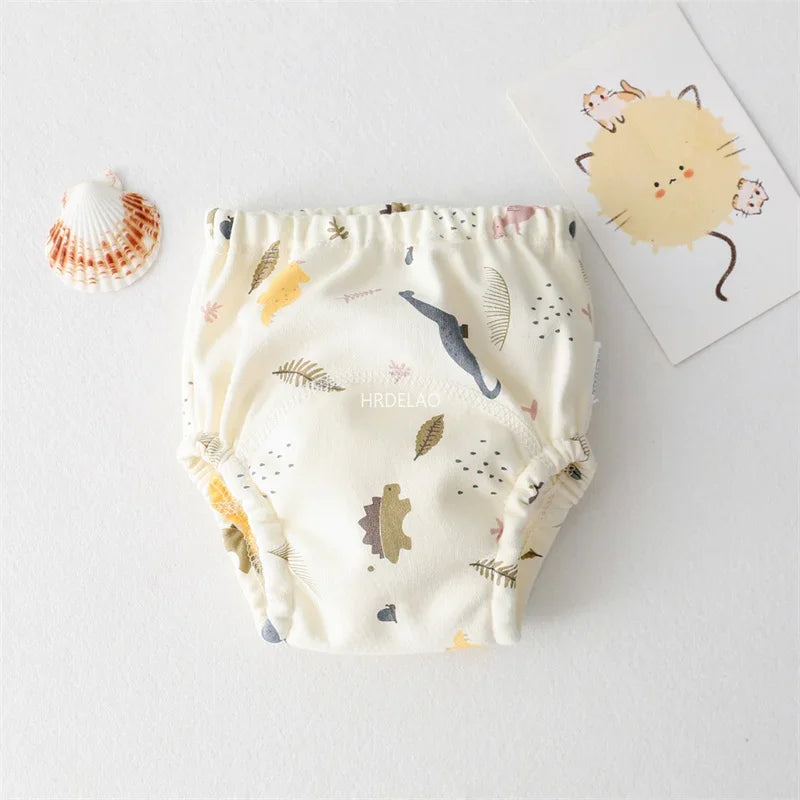 Baby Cartoon Cotton Animal Bear Squirrel Vegetable Waterproof Diaper Pockets Diapers Training Pants Gauze Diaper Learning Pants