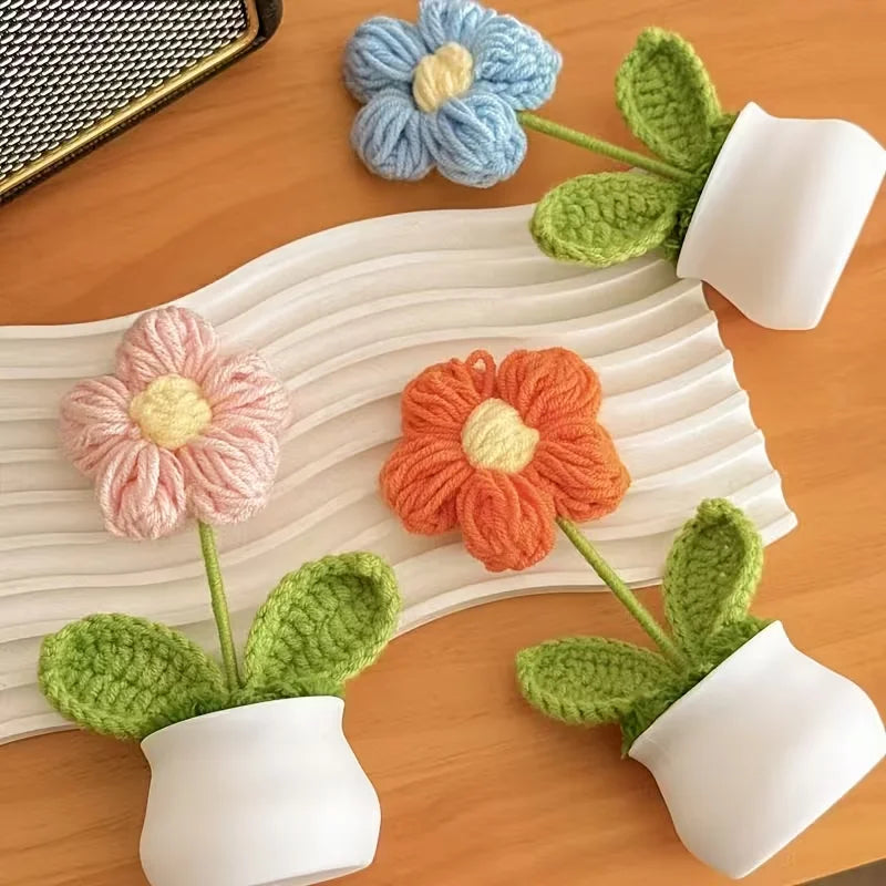 Small gifts for girls: puff flowers, small potted plants, desk decorations, hand-woven faux wool, artificial flowers