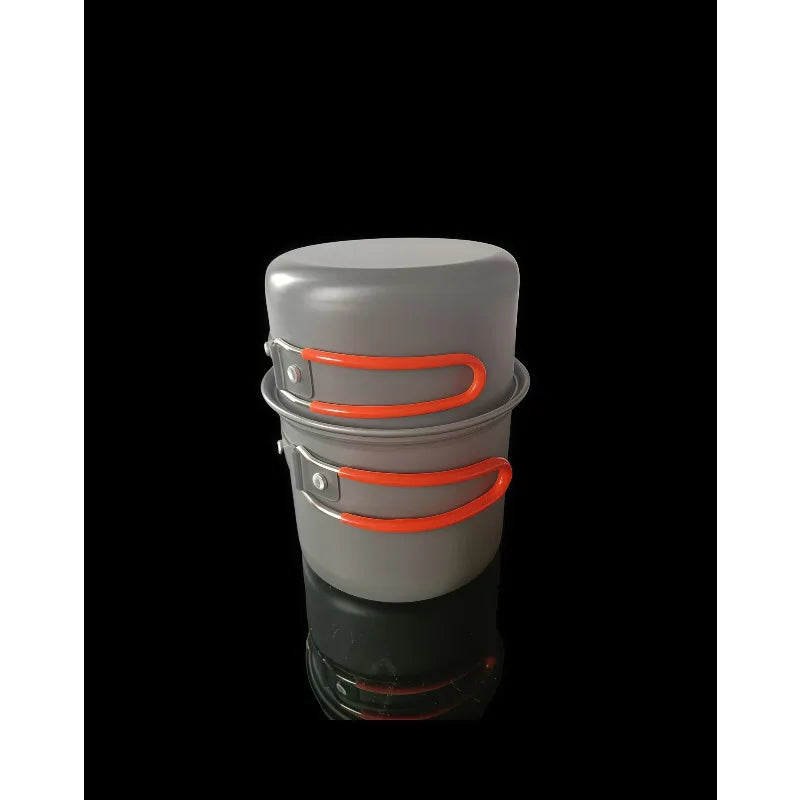 Outdoor Gray Durable Camping Pot Outdoor Cooking Gear Portable Cookware Hard Anodized Aluminum Ultralight Cookware Set