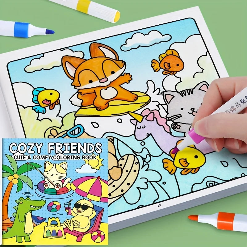 1 Book, 24-page Fun Coloring Book, Animal World, Girl's Time, Ocean Animal Theme, Children and Adult Drawing Picture Book