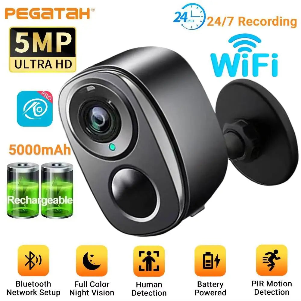 WiFi Security Cameras Wireless Outdoor, 2K Battery Powered Camera AI Motion Siren, Color Night Vision, IP66 WaterproofHOme