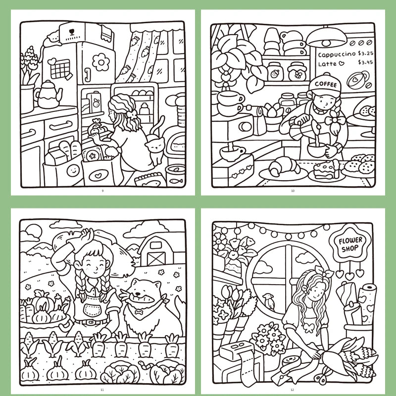 1 Book, 24-page Fun Coloring Book, Animal World, Girl's Time, Ocean Animal Theme, Children and Adult Drawing Picture Book