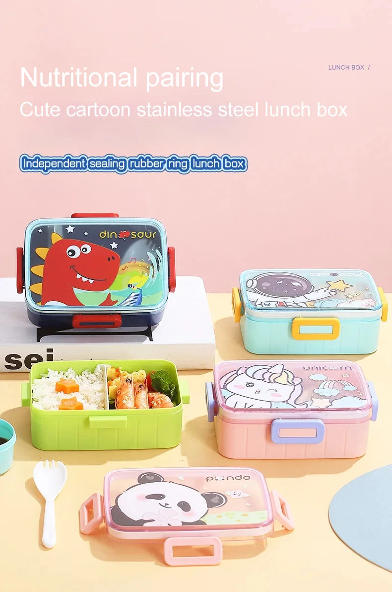 Cute Lunch Box for Kids Girls Boys With Compartments Bento Lunchbox School Child Leakproof Children's Food Snack Boxes New 2025