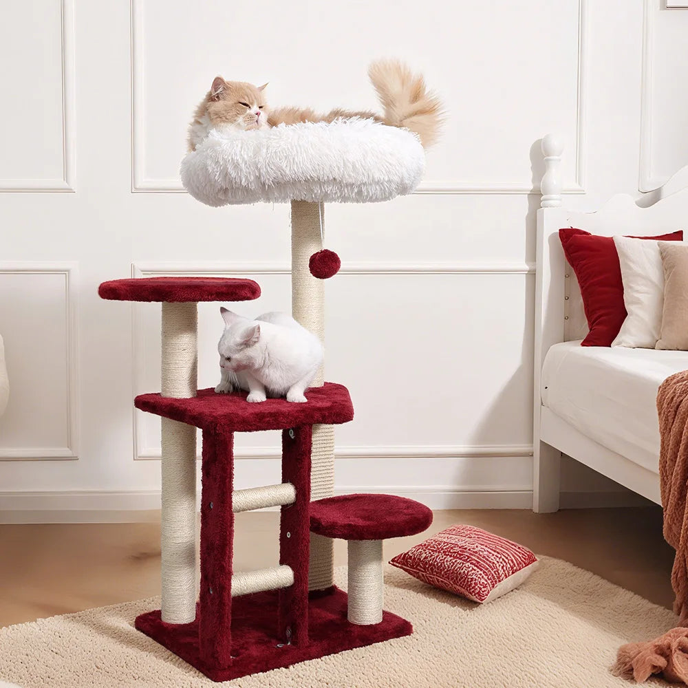 Cat Tree Tower for Indoor Cats Large Adults, Cat Tower with Scratching Post, Multi-Level Furniture Activity Center