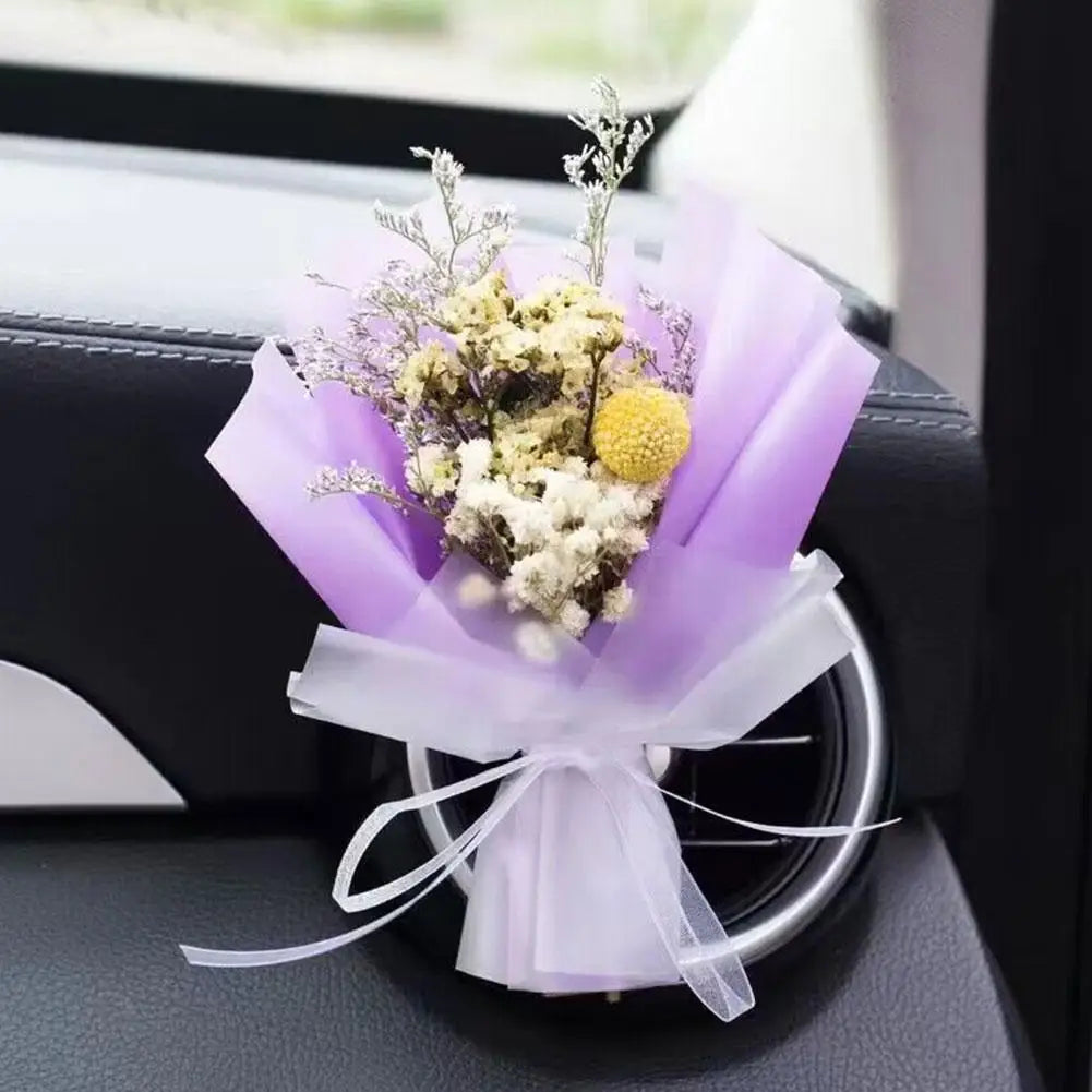 Valentine's Day Dried Flowers Bouquet Auto Perfume Air Vent Clip Mini Bouquet Eternal Flower Car Interior Ornament Holiday Gifts