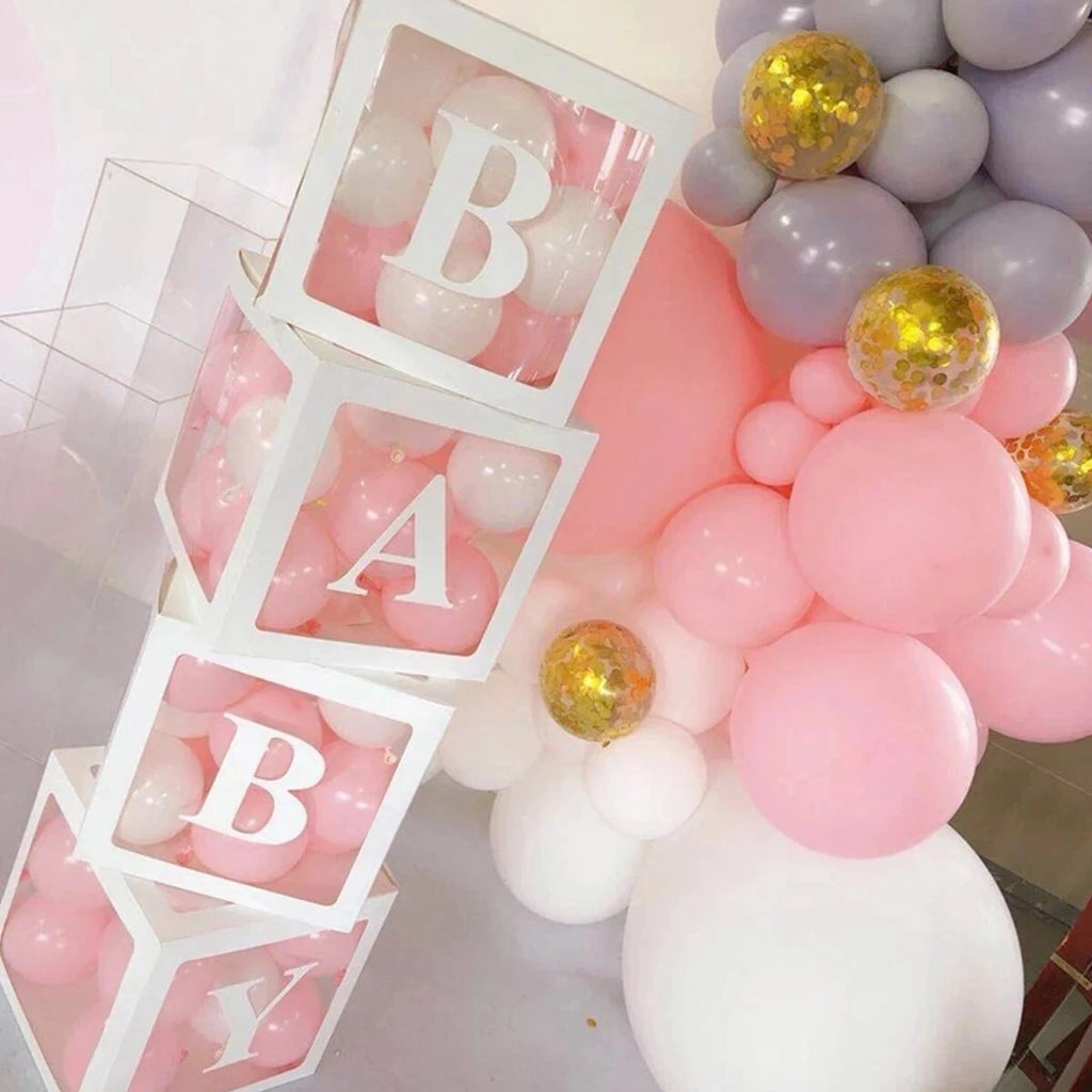 BABY Balloon Box Baby Shower Decoration Boy Girl One Year Frist One 1st Birthday Birthday Party Docor Kids Gender Reveal Decor