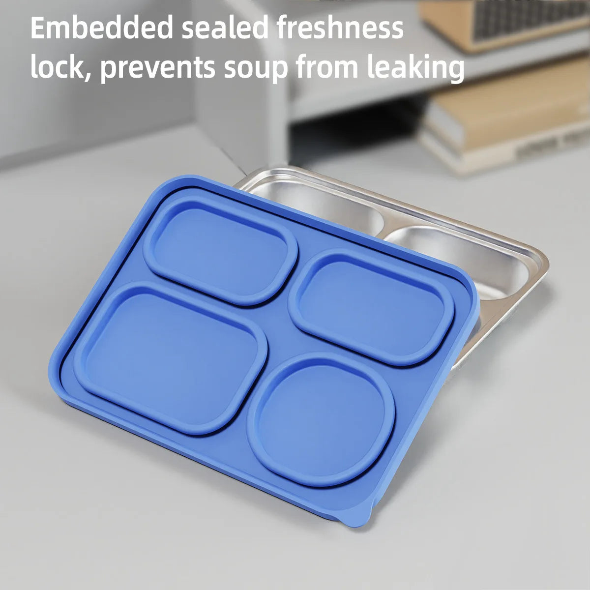 Stainless Steel Bento Lunch Box 4 Compartment Secure Seal BPA-Free Dishwasher Safe Compact & Lightweight for Kids & Adults