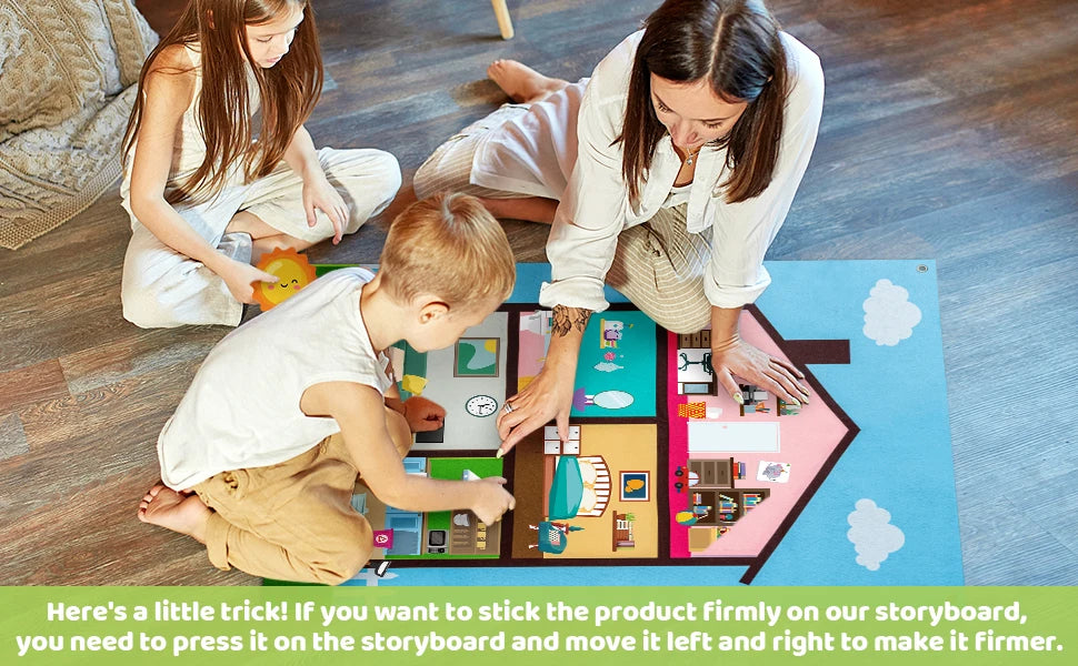 Farm Animals Felt Story Busy Board 4 IN 1 Themed Storytelling Farm Sea Zoo Vehicle Early Learning Interactive Wall Hanging Gifts