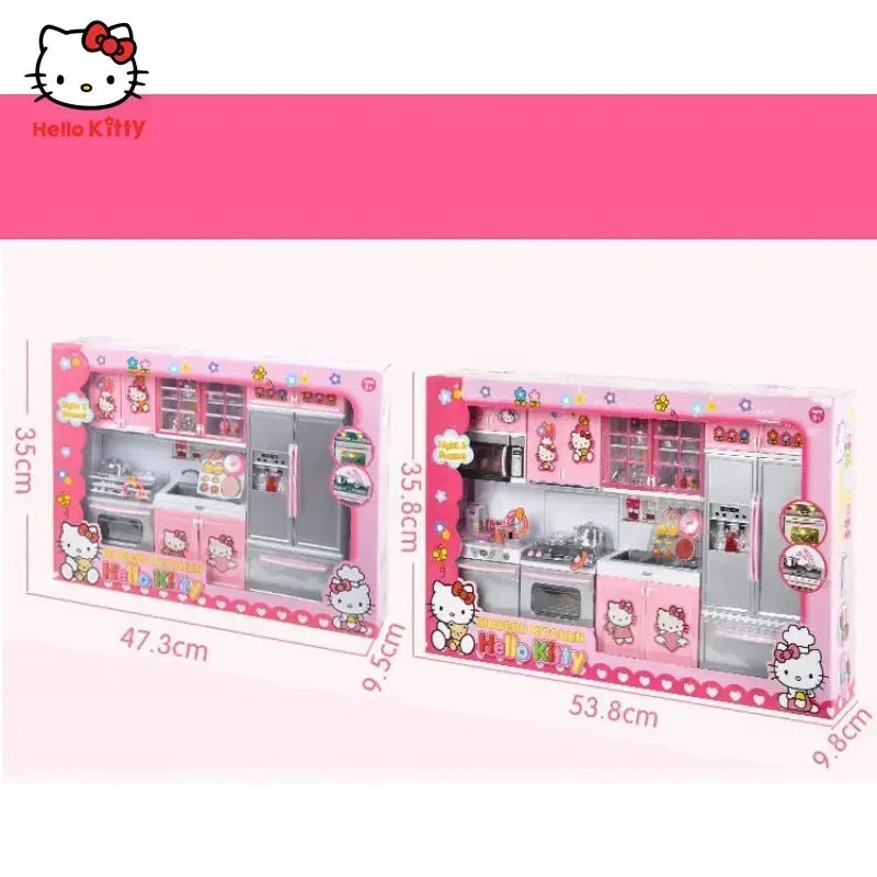 Hello Kitty Cat Girl Children's Simulation Mini Kitchen Can Be Cooking Toy Set  for Kids Christmas Gifts