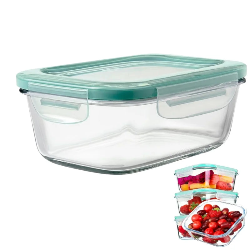 Glass Bento Lunch Box，Kitchen Organizers Food Taper Storage Side Dish Meal Prep Airtight Containers Food Preservation Box Tuppe