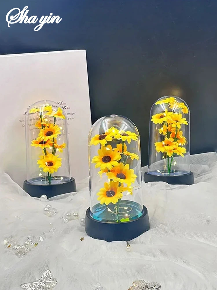 Graduation season gift small sunflower plastic set Mother's Day send wife send mother Valentine's Day eternal flower gift Birthd