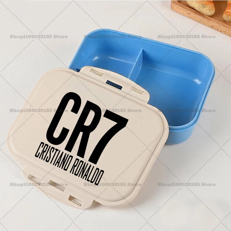 Football Star Ronaldos Bento Lunch Box Kawaii Portable Bento Boxs Student Hermetic Food Crisper Single Layer Capacity Kids Gift