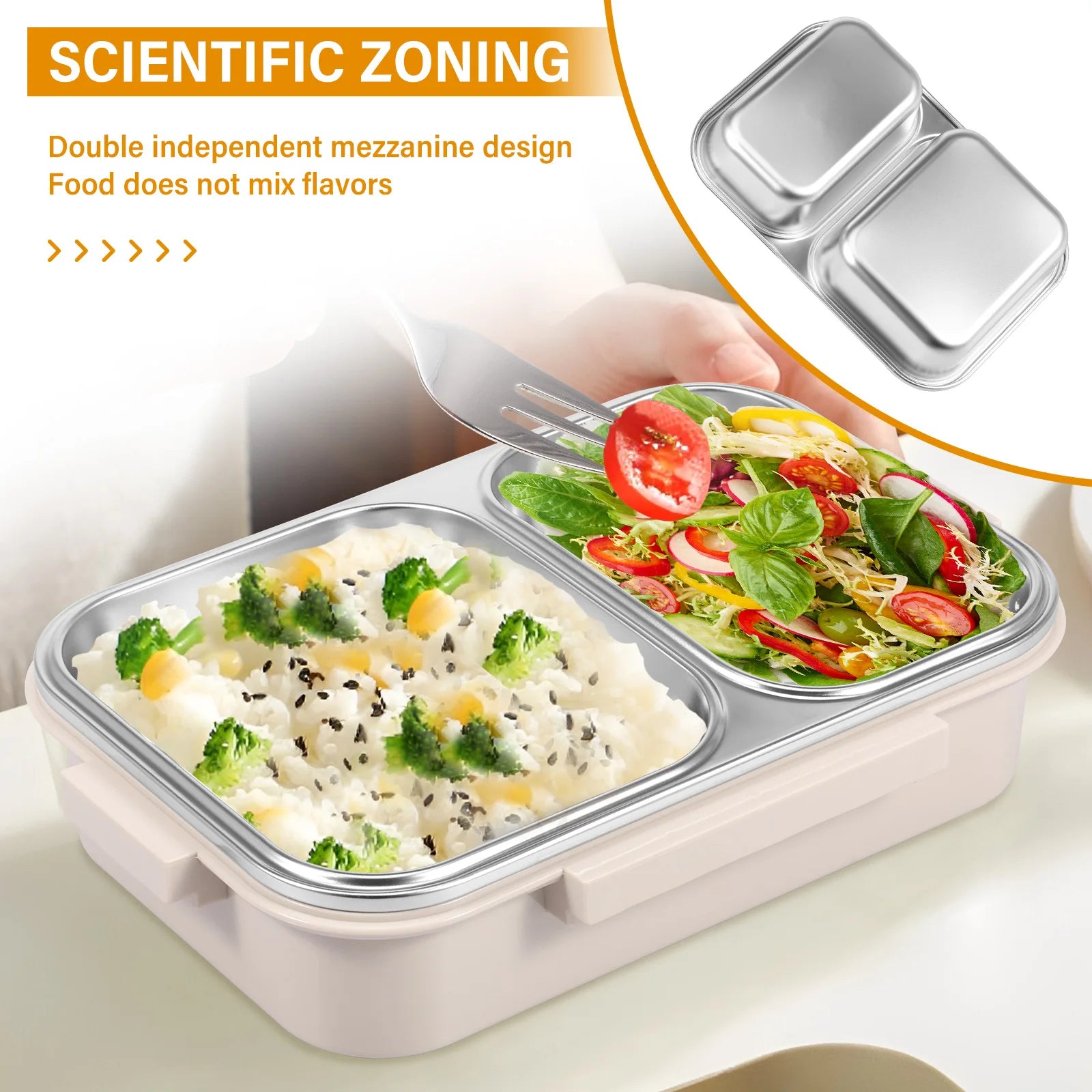 Bento Lunch Box Metal Food Box Kid Student High Capacity Microwae Food Storage Containers Portable Leakproof Office School Camp