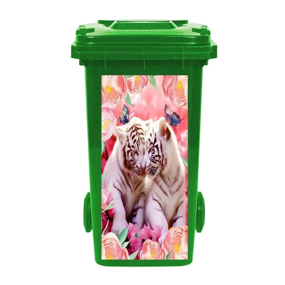 Cute Animal Outdoor Trash Can Decoration Self-adhesive Waterproof Stickers Litter Bins Renovation Cover Decal Garbage Bin Mural