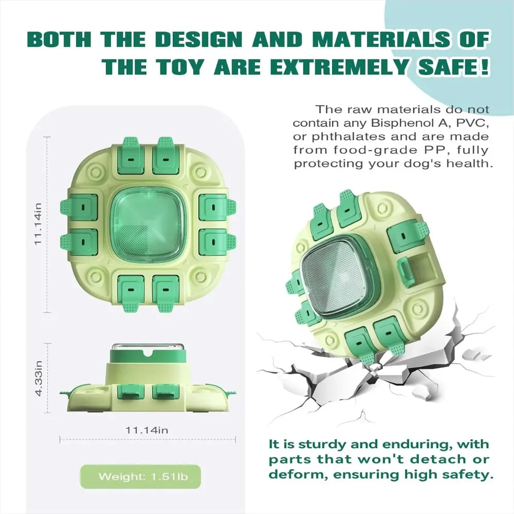 Dog educational toys, suitable for small/large dogs, slow feeder with button, 2 in 1, eliminates boredom, hidden food dog bowl