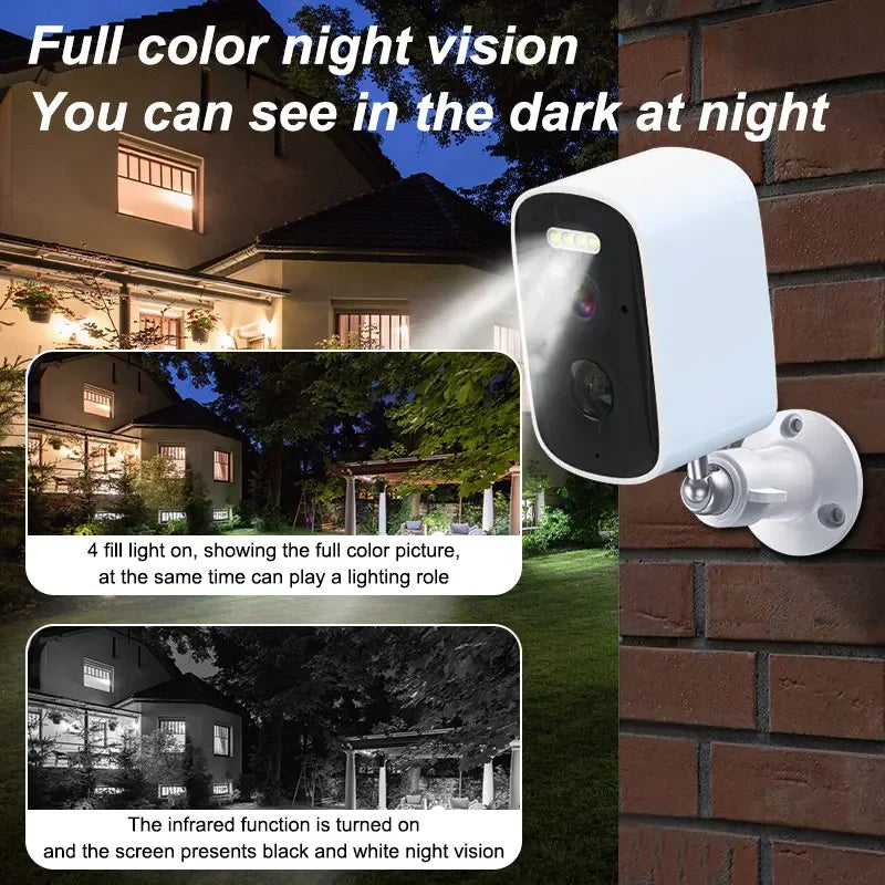 Security Cameras Wireless Outdoor, 4K 4MP Battery Powered WiFi Security Camera with Spotlight Siren, 2-Way Audio, Waterproof