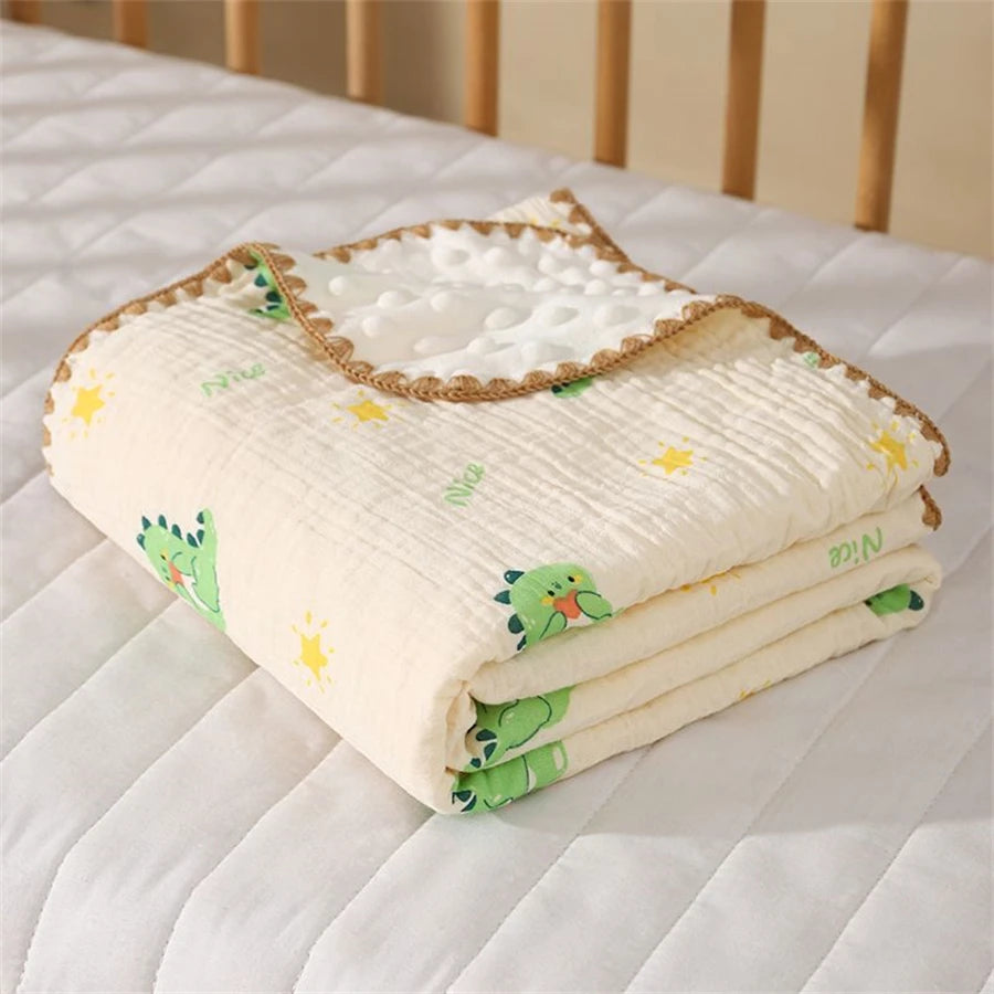 Baby Blanket Unisex Boys Girls Super Soft Crib Blanket Double Dot Lined Bed Blanket Newborn Toddler Stroller Crib Blanket