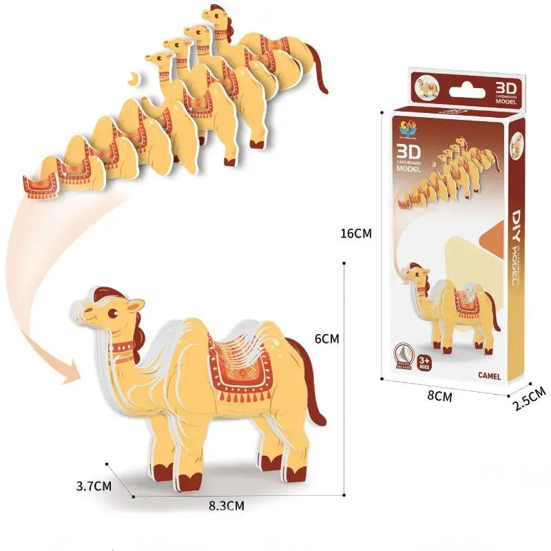 1 Set Kids Educational Montessori Toys Funny DIY Manual Assembly Three-dimensional Model Animal 3D Paper Puzzle Toy