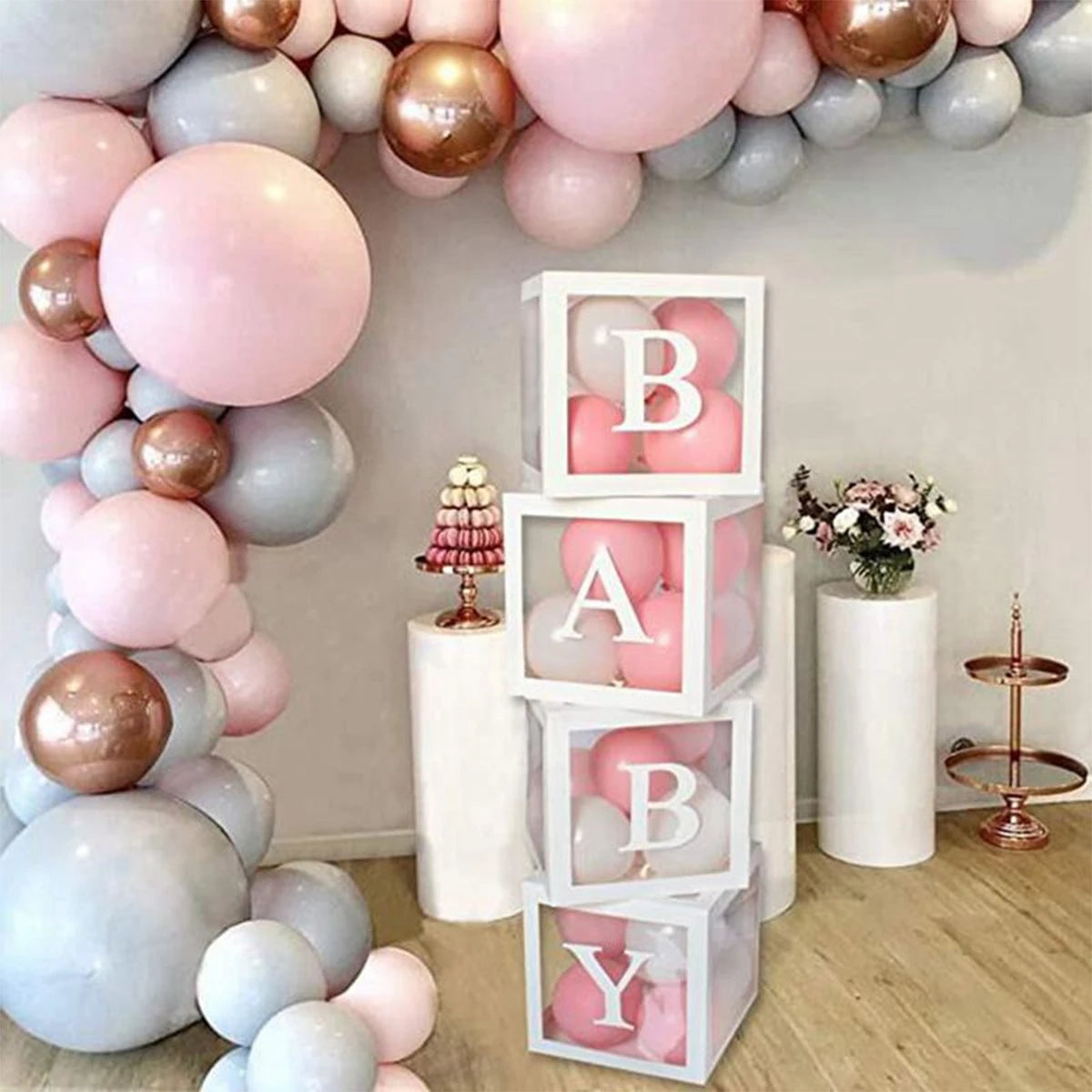 BABY Balloon Box Baby Shower Decoration Boy Girl One Year Frist One 1st Birthday Birthday Party Docor Kids Gender Reveal Decor