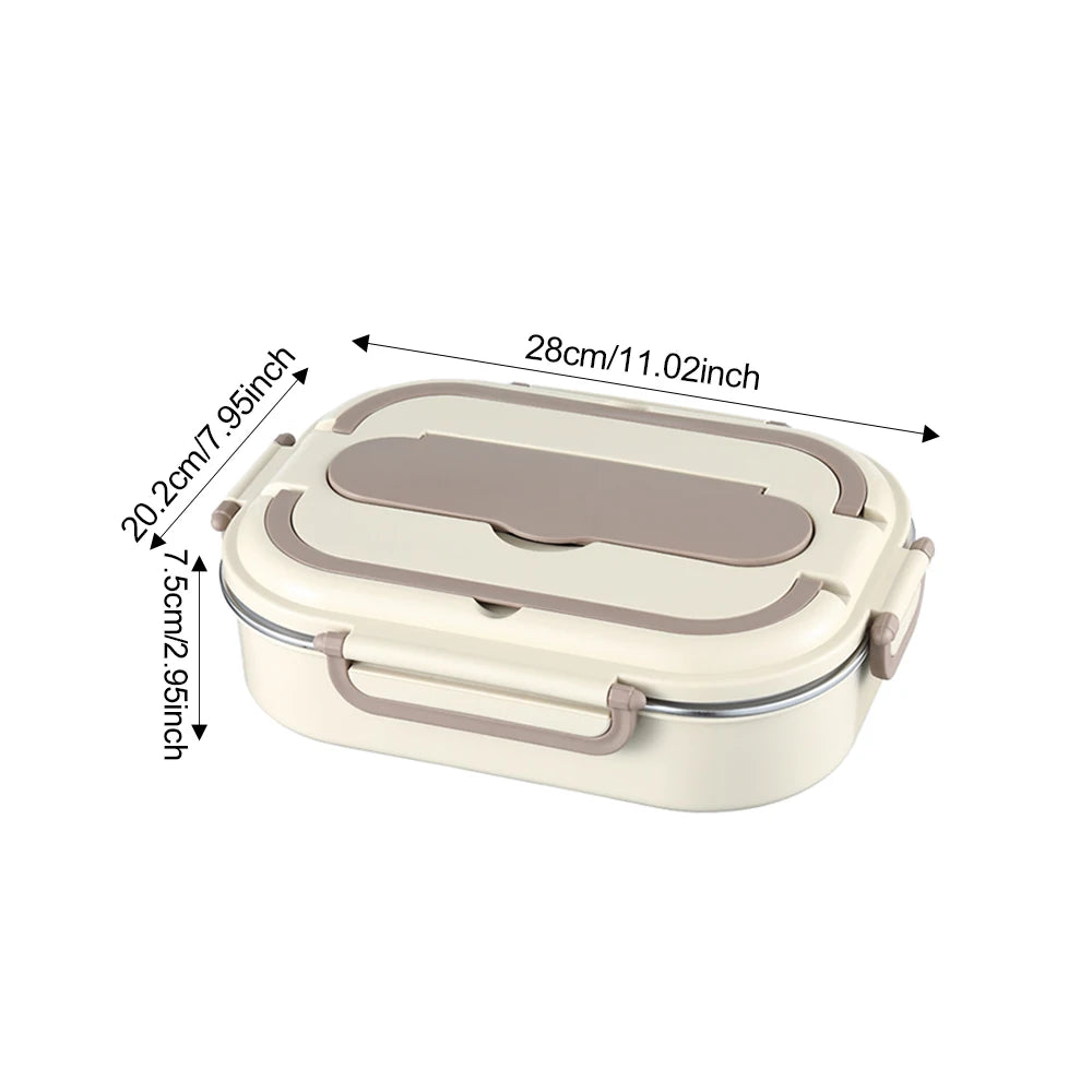 304 stainless steel bento box, four compartment dining box with soup bowl, chopsticks and spoon, suitable for office workers