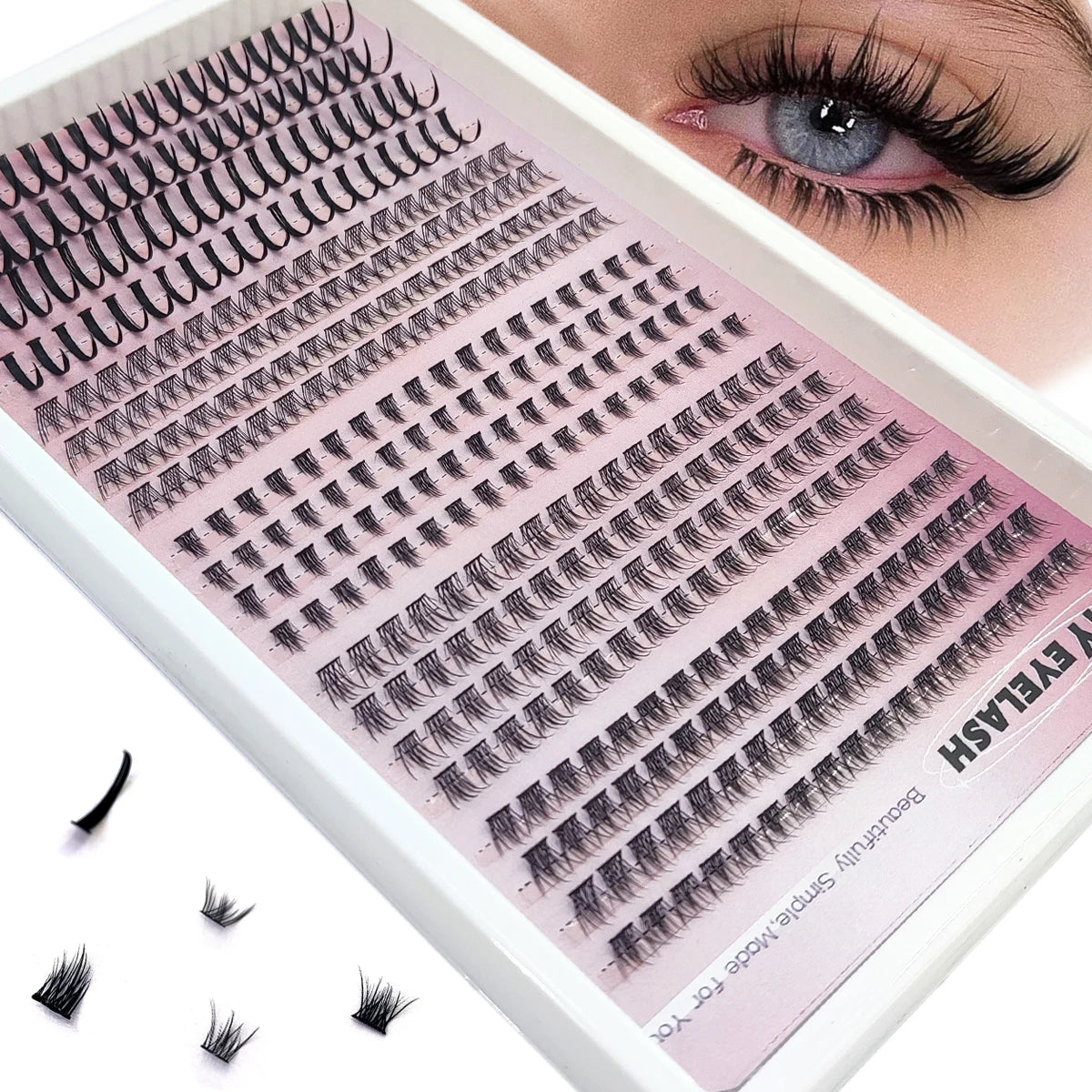 20 rows of lower eyelashes and pointed eyelash clusters single eyelash clusters extended pointed eyelash clusters DIY eyelashes