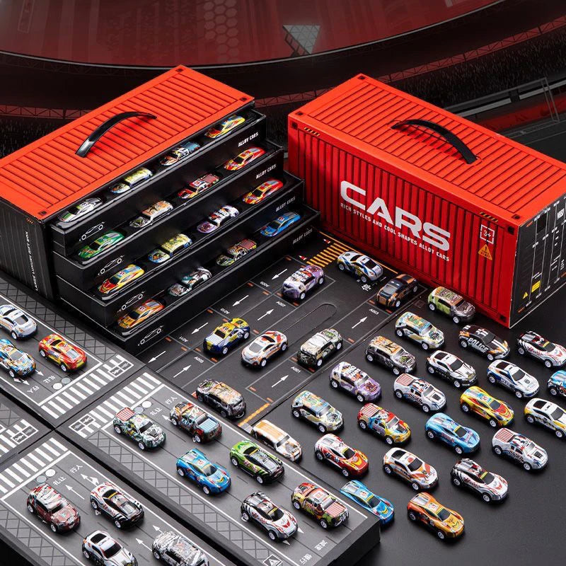 Gift box version: 48-piece alloy car set, children's toy car, tin car, racing model, classic car model, Christmas gift