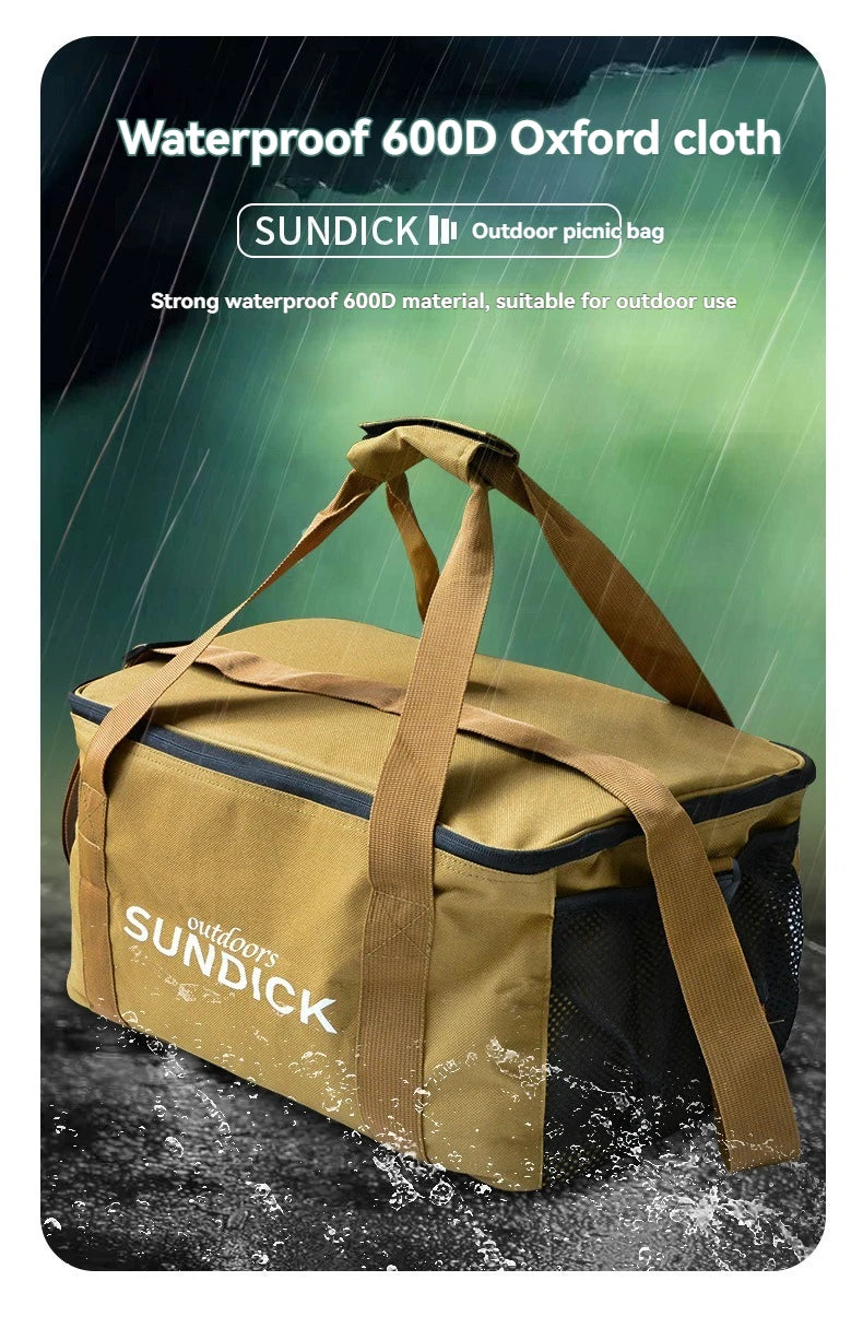 Outdoor cooking set - set of pots and gas tanks - shock-proof picnic bag - storage bag for camping utensils - ice bag - large ca