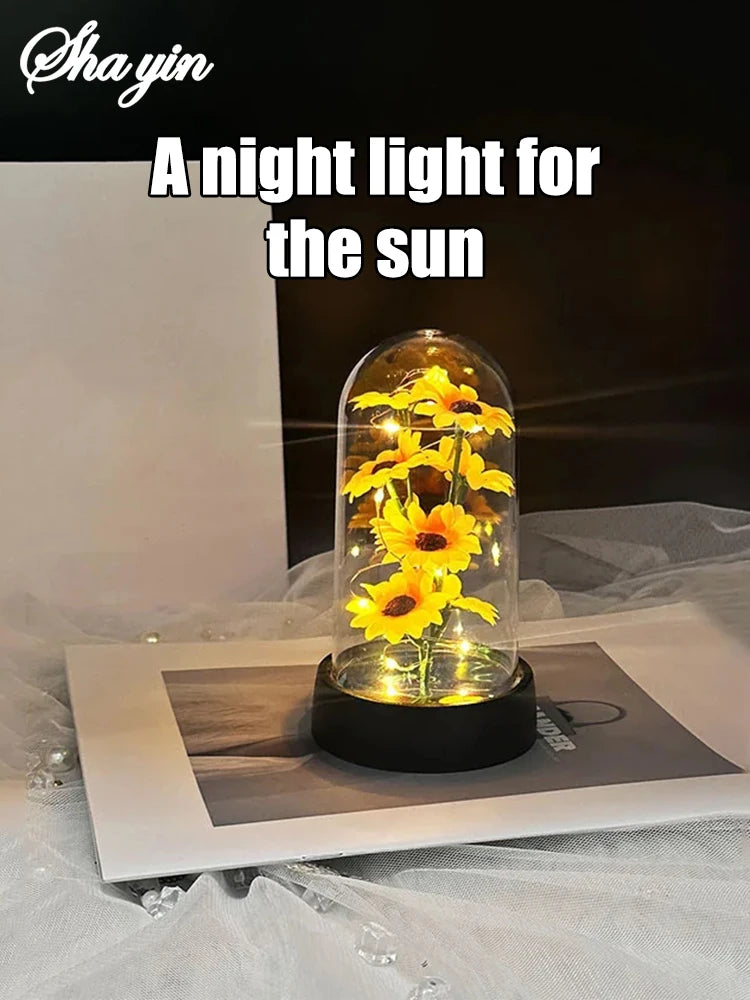 Graduation season gift small sunflower plastic set Mother's Day send wife send mother Valentine's Day eternal flower gift Birthd