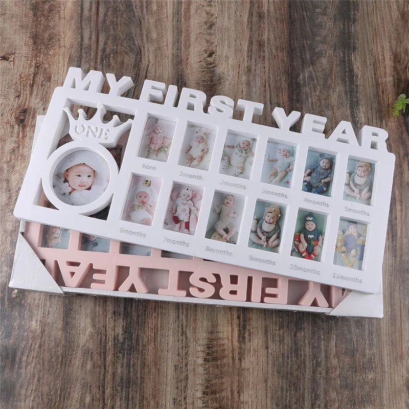Baby Keepsake Frame 0-12 Months Pictures My First Year Photo Frame Newborn Memory Gifts Souvenirs Photo Frame For Babies