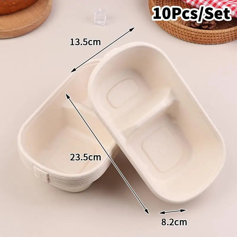 Bio-Degradable Disposable Pulp Salad Box; Quick Removal Fat Reducing Pulp Lunch Container; Light Meal Bento Box