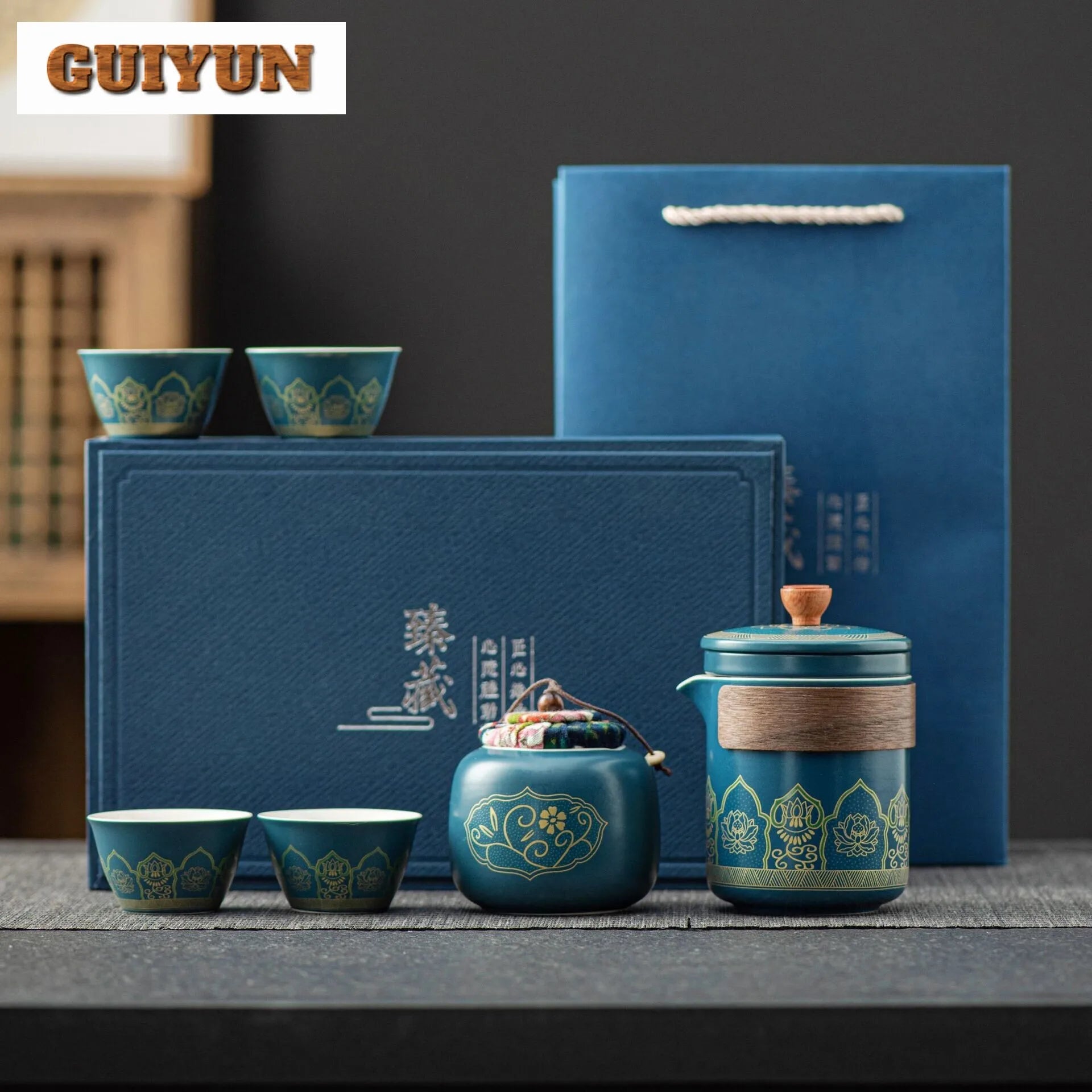 Outdoors Tea Ceremony Set Portable 1 Pot of 4 Cups Travel Gift Box Tool Luxury Chinese Porcelain Sets Full British Cup European