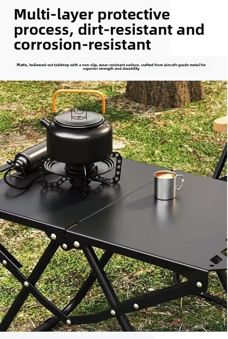 Outdoor folding table, easy to install, camping table, aluminum alloy, lightweight picnic table, portable storage,multi-function