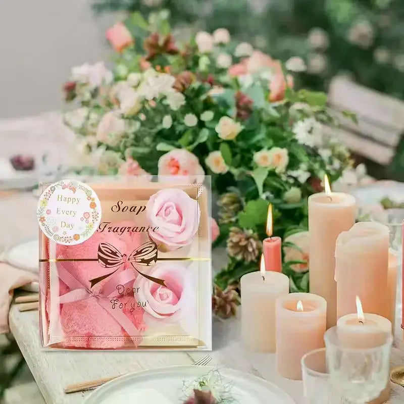 1Set Towel Bear Soap Flower Gift Box,Valentine's Day,Wedding,Mother's Day Christmas Gift Birthday Party Baby Shower Guest Favors