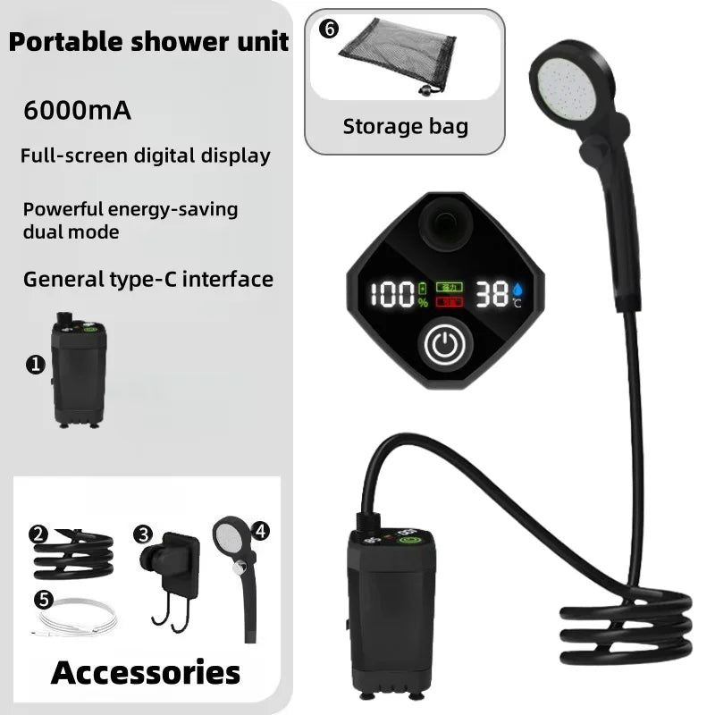 Outdoor shower unit - Portable bathing device, suitable for camping, construction sites and household use. Easy to use.