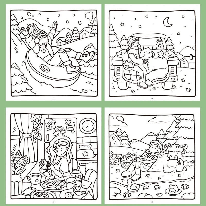 1 Book, 24-page Fun Coloring Book, Animal World, Girl's Time, Ocean Animal Theme, Children and Adult Drawing Picture Book