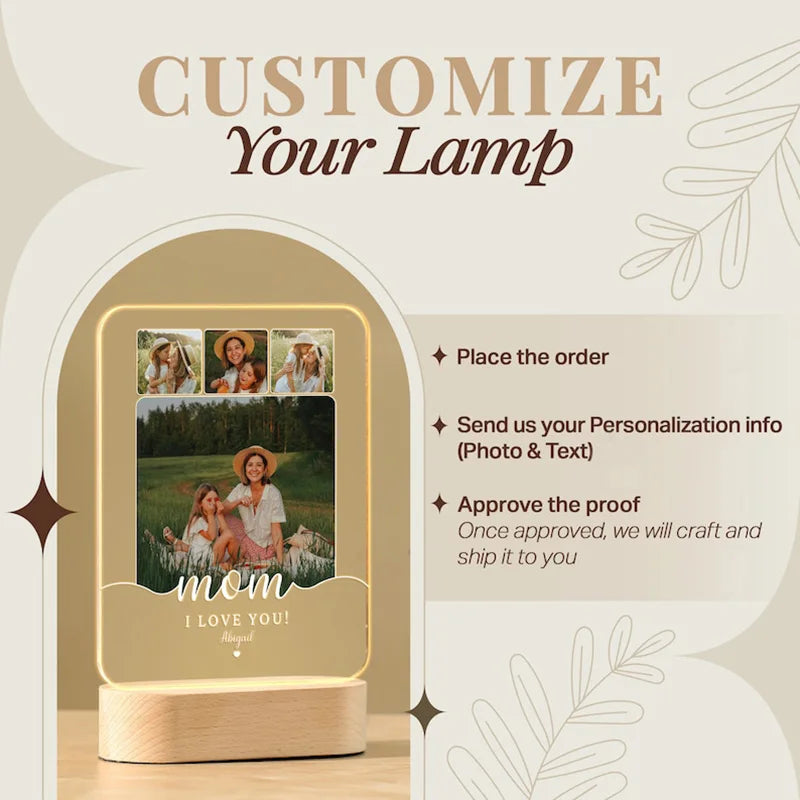 Personalized Gifts for Boyfriends Mother Custom Photo Frames Acrylic Plaque Family Photo Night Light Mother's Day Ideal Gift