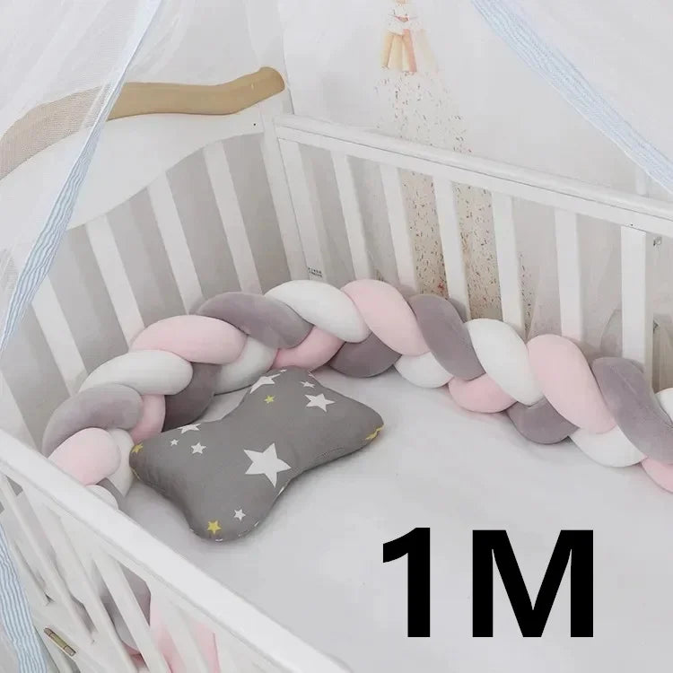 Baby Crib Protector Bed Braid Knot Cushion for Infant Kids 3 Shares Toddler Baby Bed Bumpers In The Crib Newborn 1M/2M/3M/4M