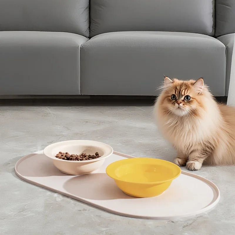 Cat Feeding Mat with Non-Slip Waterproof Design, Pet Food Mat, Compatible with Cat/Dog Bowls, Multipet Households, Dog Owners