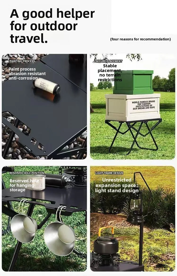 Outdoor folding table, easy to install, camping table, aluminum alloy, lightweight picnic table, portable storage,multi-function