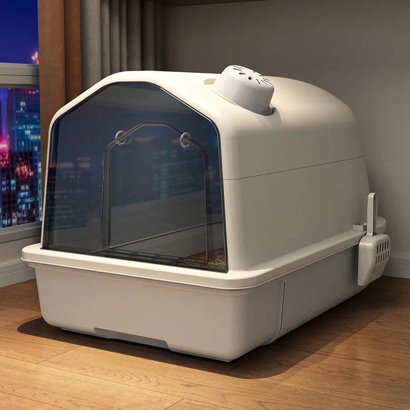 Cat Litter Box, Fully Enclosed, Odorless and Deodorizing, Extra Large Size for External Splashing in Cat Toilets, Cat Litter Box
