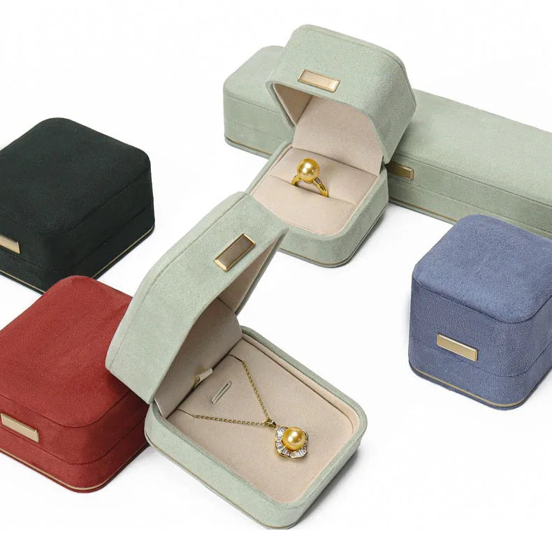 Luxury Velvet Jewelry Set Gift Box Mint Green Storage Organizer for Ring Bracelet Necklace Pendant Bulk Quantity